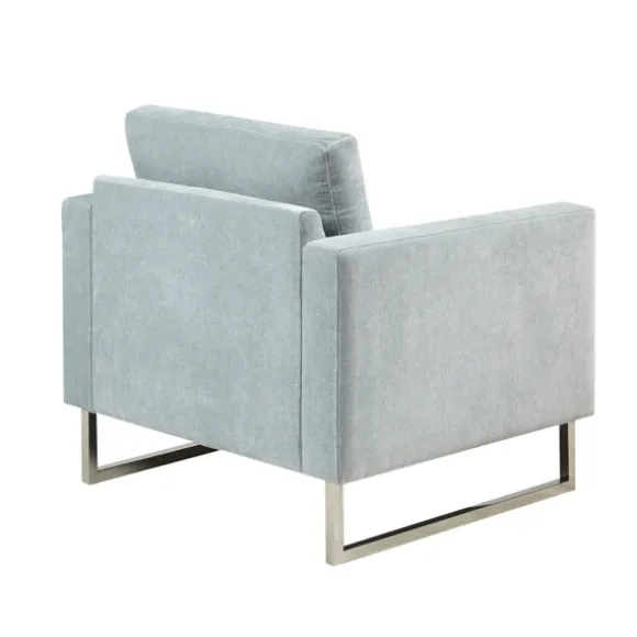Kirkland's Home Accent Chairs-Light Velvet And Chrome Accent Chair