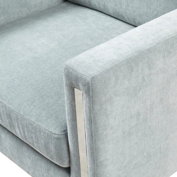 Kirkland's Home Accent Chairs-Light Velvet And Chrome Accent Chair