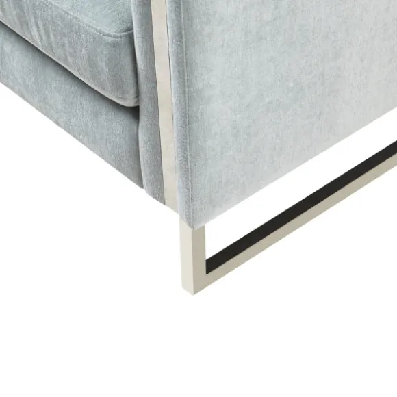 Kirkland's Home Accent Chairs-Light Velvet And Chrome Accent Chair