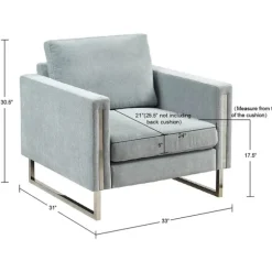 Kirkland's Home Accent Chairs-Light Velvet And Chrome Accent Chair