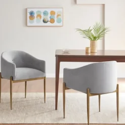 Kirkland's Home Dining Chairs-Light Velvet Button Dining Chairs, Set Of 2