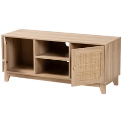 Kirkland's Home Tv Stands & Media Consoles-Light Wood And Cane Accent Tv Stand