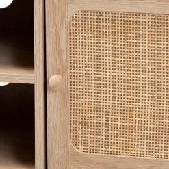 Kirkland's Home Tv Stands & Media Consoles-Light Wood And Cane Accent Tv Stand