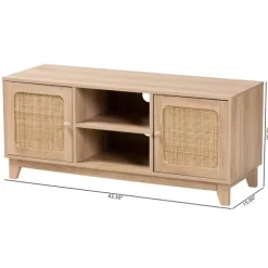 Kirkland's Home Tv Stands & Media Consoles-Light Wood And Cane Accent Tv Stand