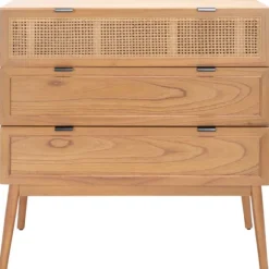 Kirkland's Home Dressers & Chests-Light Wood And Cane 3-Drawer Chest