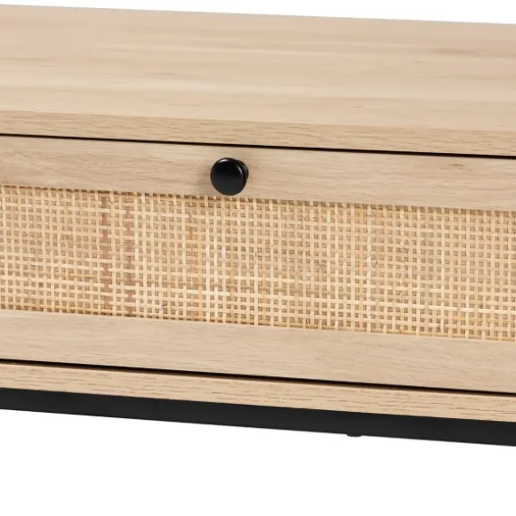 Kirkland's Home Coffee Tables-Light Wood And Rat 2-Drawer Coffee Table