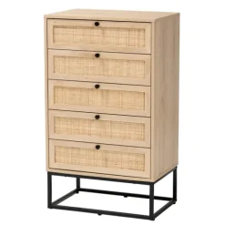 Kirkland's Home Dressers & Chests-Light Wood And Rat 5-Drawer Chest