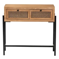 Kirkland's Home Console Tables-Light Wood And Rattan 2-Drawer Console Table