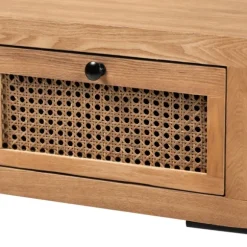 Kirkland's Home Console Tables-Light Wood And Rattan 2-Drawer Console Table