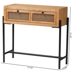 Kirkland's Home Console Tables-Light Wood And Rattan 2-Drawer Console Table