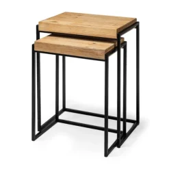 Kirkland's Home Accent & End Tables-Light Wood Nesting Accent Tables, Set Of 2