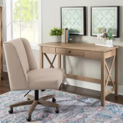 Kirkland's Home Office Furniture-Light Wood X-Sides Desk