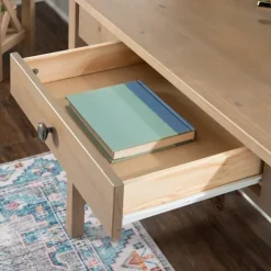 Kirkland's Home Office Furniture-Light Wood X-Sides Desk