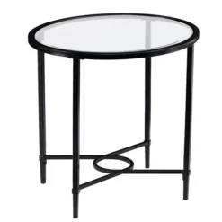 Kirkland's Home Accent & End Tables-Lila Glass And Metal Oval Accent Table