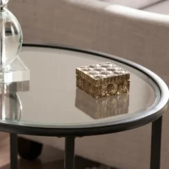 Kirkland's Home Accent & End Tables-Lila Glass And Metal Oval Accent Table