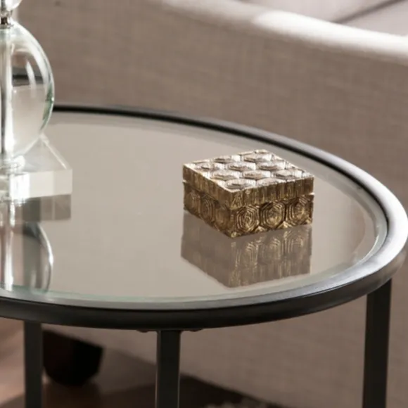 Kirkland's Home Accent & End Tables-Lila Glass And Metal Oval Accent Table