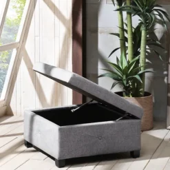 Kirkland's Home Benches & Ottomans-Lila Tufted Charcoal Storage Ottoman
