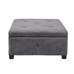 Kirkland's Home Benches & Ottomans-Lila Tufted Charcoal Storage Ottoman