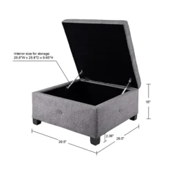 Kirkland's Home Benches & Ottomans-Lila Tufted Charcoal Storage Ottoman