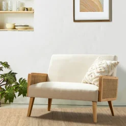 Kirkland's Home Sofas & Loveseats-Linen And Rattan Loveseat