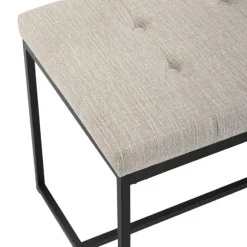 Kirkland's Home Benches & Ottomans-Linen Tufted Bench With Metal Base