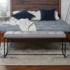 Kirkland's Home Benches & Ottomans-Linen Tufted Bench With Metal Base