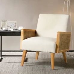 Kirkland's Home Accent Chairs-Linen Upholstered Accent Chair