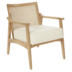Kirkland's Home Accent Chairs-Linen Wash Cane Back Alina Armchair