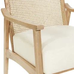 Kirkland's Home Accent Chairs-Linen Wash Cane Back Alina Armchair