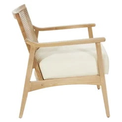 Kirkland's Home Accent Chairs-Linen Wash Cane Back Alina Armchair