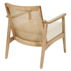 Kirkland's Home Accent Chairs-Linen Wash Cane Back Alina Armchair
