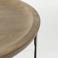 Kirkland's Home Accent & End Tables-Lipped Mango Wood Nesting Accent Tables, Set Of 2