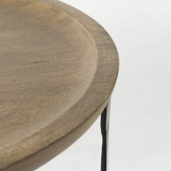 Kirkland's Home Accent & End Tables-Lipped Mango Wood Nesting Accent Tables, Set Of 2