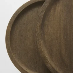 Kirkland's Home Accent & End Tables-Lipped Mango Wood Nesting Accent Tables, Set Of 2