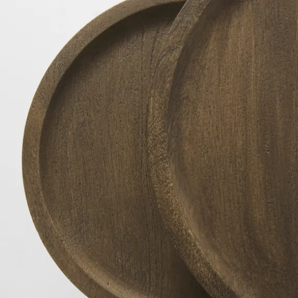 Kirkland's Home Accent & End Tables-Lipped Mango Wood Nesting Accent Tables, Set Of 2