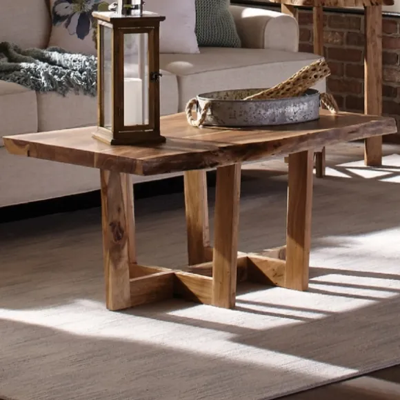 Kirkland's Home Coffee Tables-Live Edge Coffee Table With Crossed Legs, 42 In.