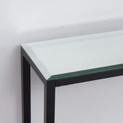 Kirkland's Home Console Tables-Long Metal Mirrored Top Console Table