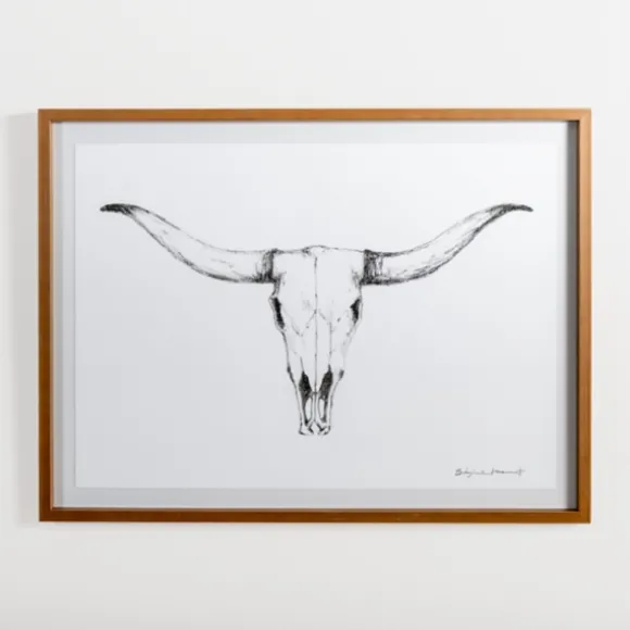 Kirkland's Home Framed Art-Longhorn Skull On Paper Framed Art Print