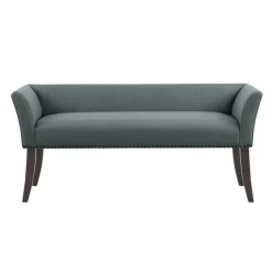 Kirkland's Home Benches & Ottomans-Low Back Flared Nailhead Trim Bench