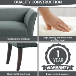 Kirkland's Home Benches & Ottomans-Low Back Flared Nailhead Trim Bench