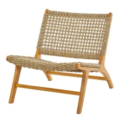 Kirkland's Home Accent Chairs-Low Slung Woven Teakwood Accent Chair