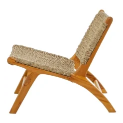Kirkland's Home Accent Chairs-Low Slung Woven Teakwood Accent Chair