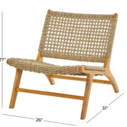 Kirkland's Home Accent Chairs-Low Slung Woven Teakwood Accent Chair