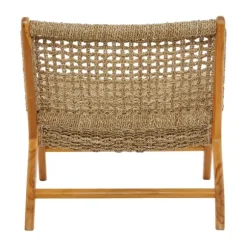 Kirkland's Home Accent Chairs-Low Slung Woven Teakwood Accent Chair