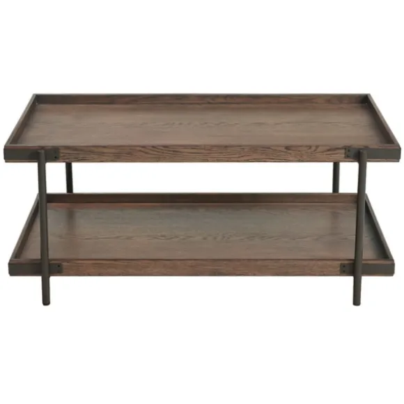 Kirkland's Home Coffee Tables-Mahogany Oak Wood Tray Top Coffee Table