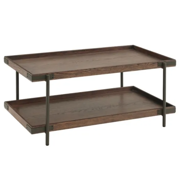 Kirkland's Home Coffee Tables-Mahogany Oak Wood Tray Top Coffee Table