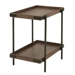 Kirkland's Home Accent & End Tables-Mahogany Tray Top And Shelf Wood Accent Table