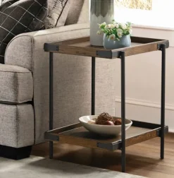 Kirkland's Home Accent & End Tables-Mahogany Tray Top And Shelf Wood Accent Table