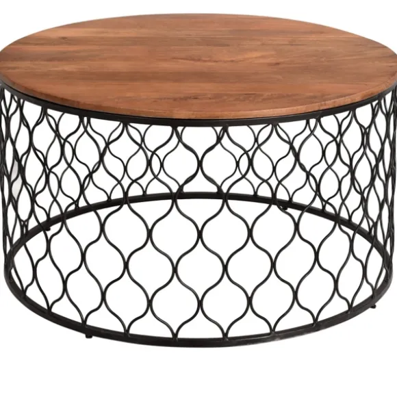 Kirkland's Home Coffee Tables-Mango Wood And Black Iron Coffee Table