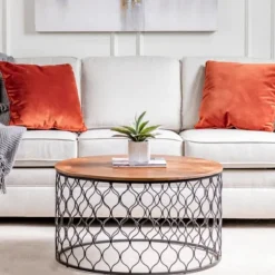 Kirkland's Home Coffee Tables-Mango Wood And Black Iron Coffee Table
